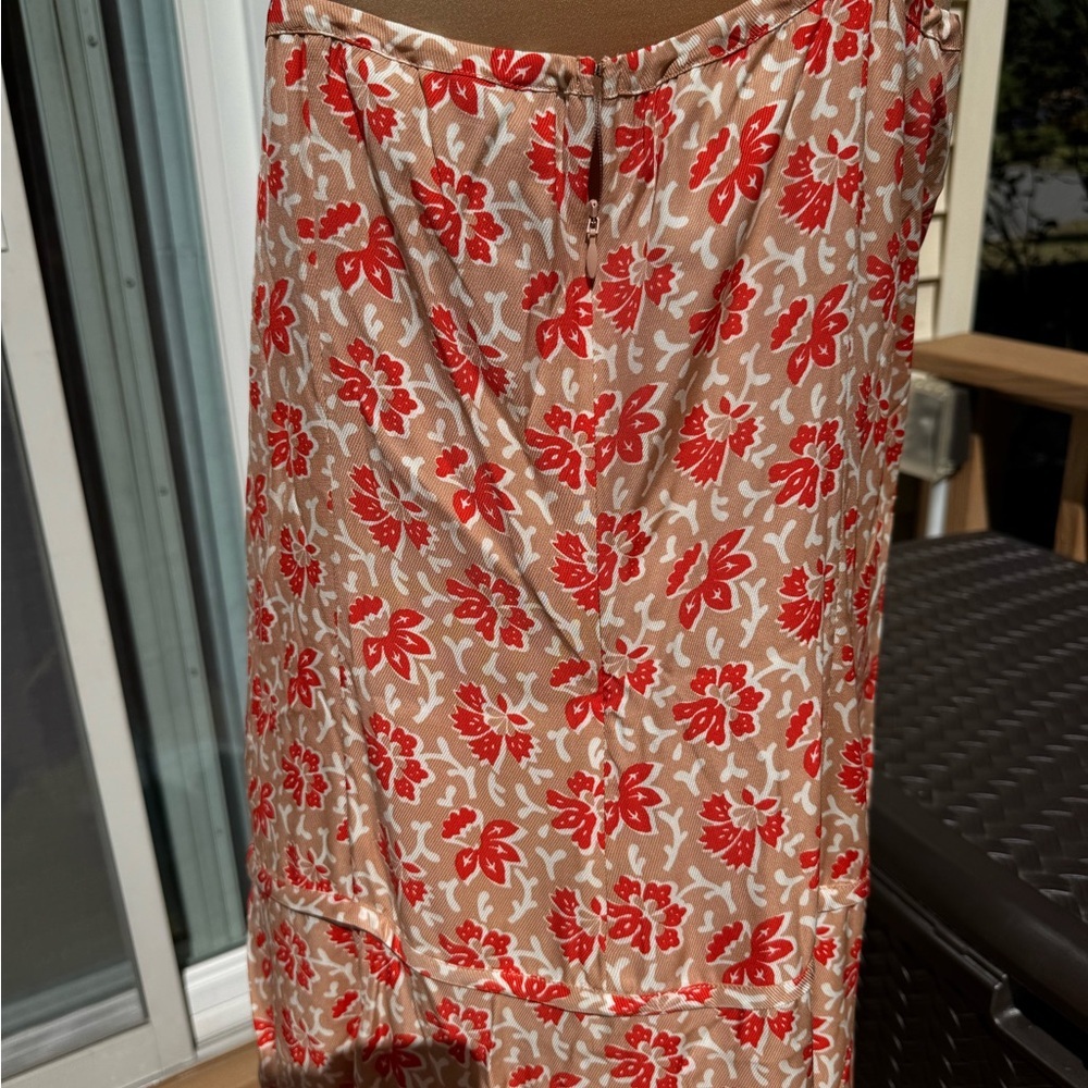 Joie Red Orange Floral Midi Summer Halter Dress size OX Plus Size MAYBE Large - Picture 9 of 13
